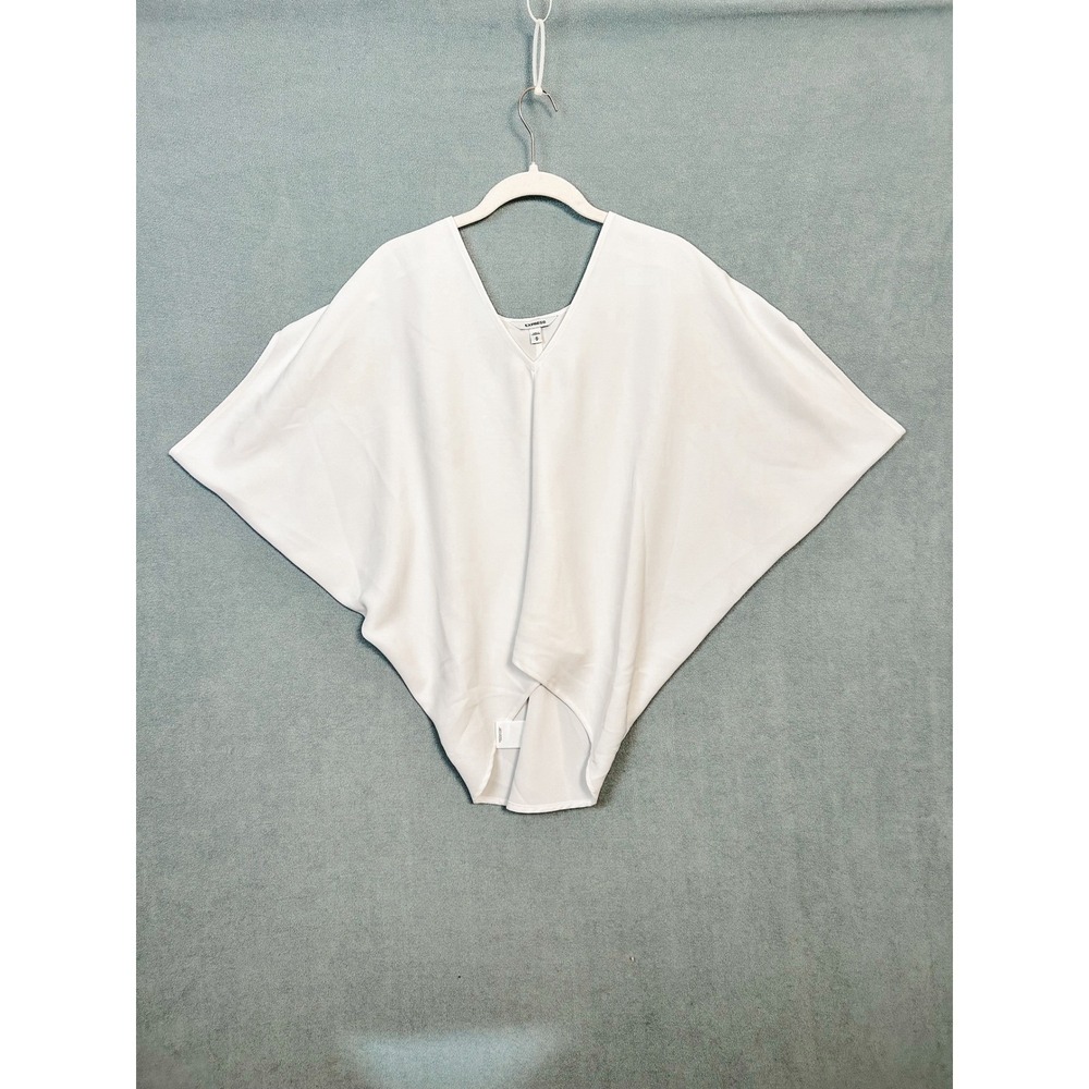 Express Women White Dolman Batwing Sleeve V-Neck Blouse Top Size M 90240